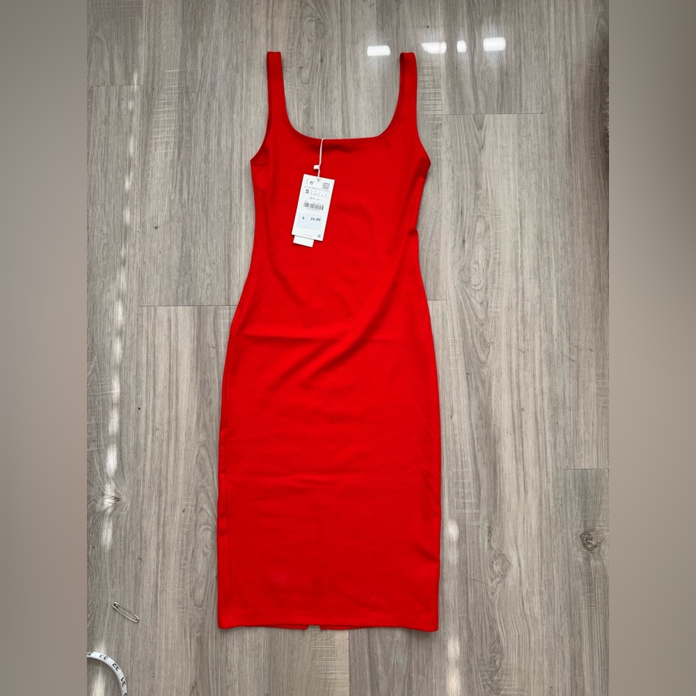 Zara Red Midi Bodycon Dress
